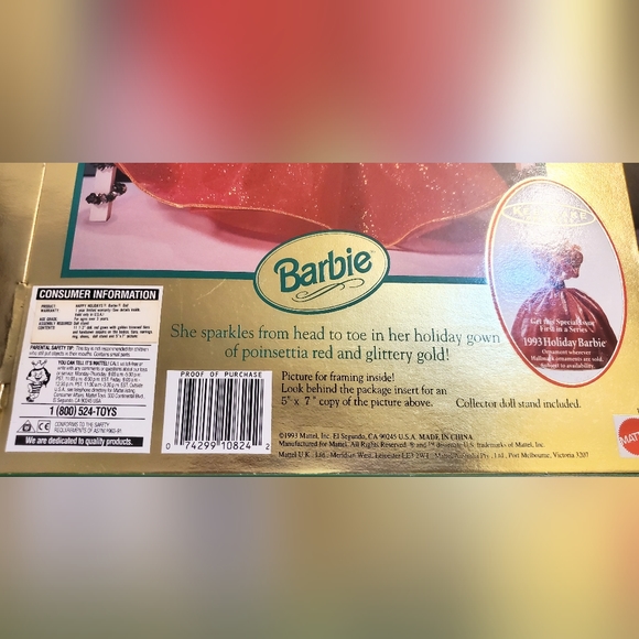 NEW BARBIE'S VINTAGE 1993 HAPPY HOLIDAYS SPECIAL EDITION - Picture 8 of 9